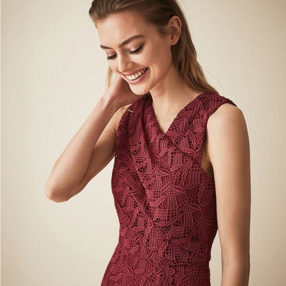 REISS Rayna Wrap Front Lace Dress - Picture 6 of 11